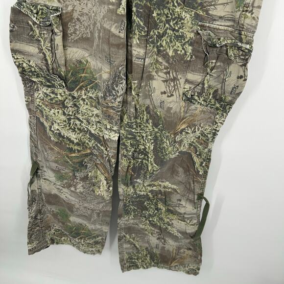 Vintage y2k Women's Green Camo Realtree Girl Baggy Wide Leg Cargo Pants Sz 34 - Picture 4 of 8